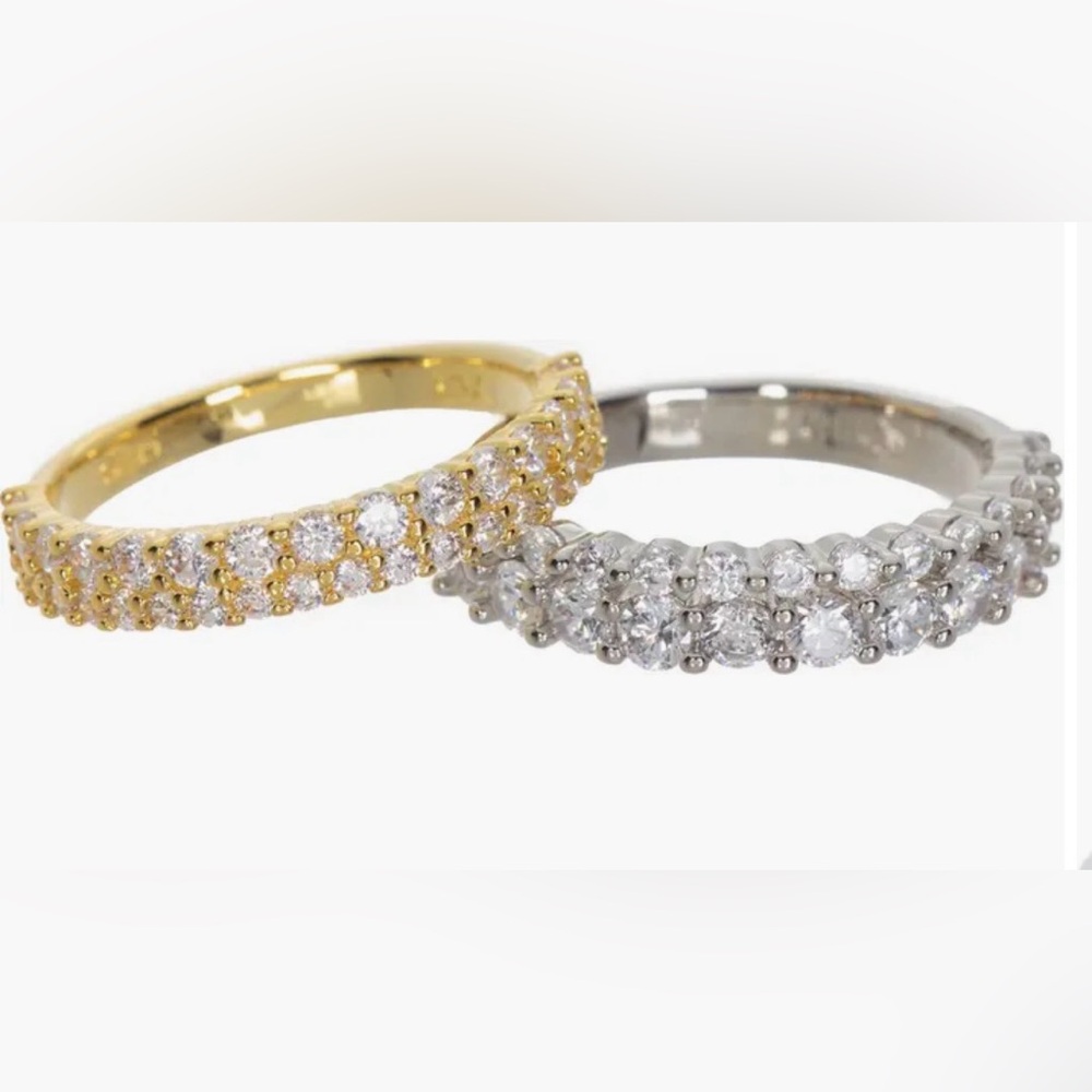 Two Tone Pave CZ Ring Set